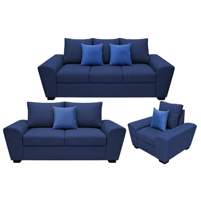 Sala Modular 3-2-1 EL BAZAR STORE Azul Marino Sofa Love Seat Y Sillon