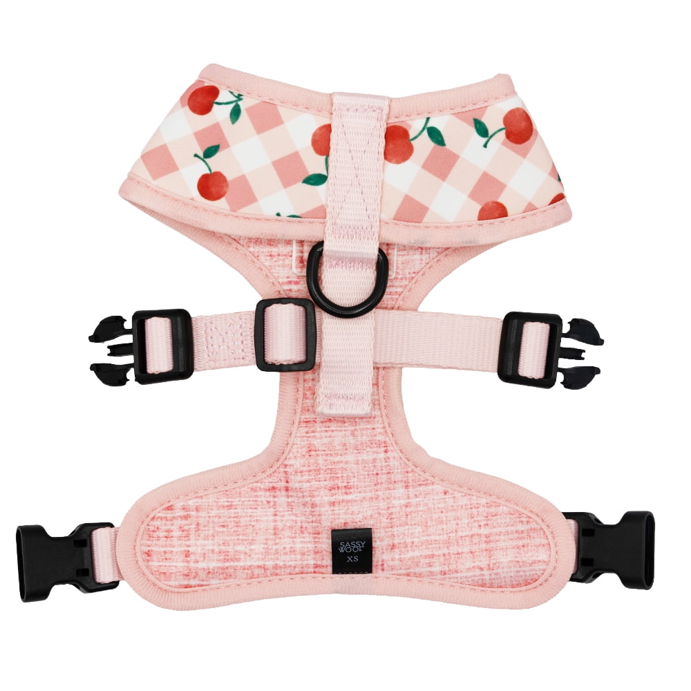 Sassy Woof Comfort Dual-Clip Reversible Dog Harness - Cherry Cute, Extra Small