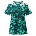 thumbnail image 5 of Puntoco Liquidación de blusas cortas para mujer, blusas con cuello redondo y manga corta con estampado para mujer, 5 of 5