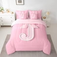thumbnail image 2 of Manfei Girls Cartoon Ribbon Bow Initial J 7pcs Full Bedding Set - Dreamy Princess Style, 2 of 7