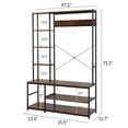 thumbnail image 2 of facefd Entryway Hall Trees with Hooks, Storage Shelves and Shoes Bench, Freestanding Closet Organizer Clothes Rack with Coat Rack, Closet Garments Shelf for Hallway, Bedroom-Black  Vingtage Walnut, 2 of 6