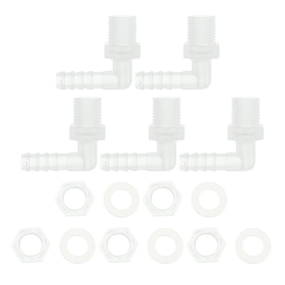 Unique Bargains 1/4" Hose ID G1/4 Male NPT Elbow Barb Connector PP Clear 1 Set