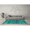 thumbnail image 3 of Ahgly Company Indoor Square Oriental Turquoise Blue Industrial Area Rugs, 3' Square, 3 of 4