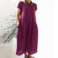 thumbnail image 1 of Robe Midi Décontractée à Manches Courtes et Manches Courtes pour Femme avec Poches, 1 of 5