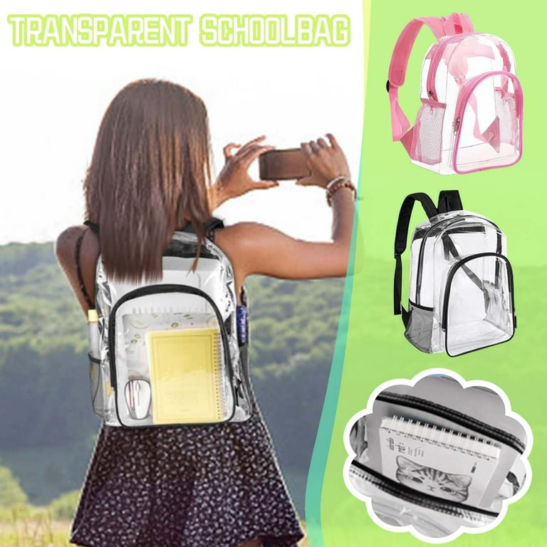  Clear Backpack, Heavy Duty Transparent Bookbag for Girls  Women, Cute School See Through Backpacks for Teens Elementary - Black
