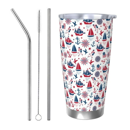 

Logiee Happy Columbus Day Print 20OZ Car Cup with Lid Stainless Steel Vacuum Insulated Double Wall Travel Tumbler Durable Insulated Coffee Mug Thermal Cup with Straw-Straw Three-piece Set