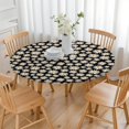 thumbnail image 3 of Black Daisy Flower Pattern Round Fitted Tablecloth with Elastic Edge,Dining Table Cover Waterproof,Outdoor Round Tablecloth for Camping,Dining,Indoor and Outdoor, 3 of 7