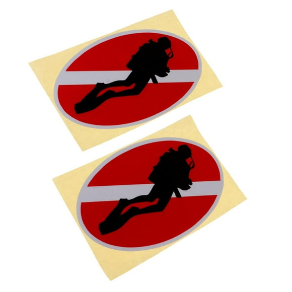 S SERENABLE 2Pcs Flag Stickers Decals for Scuba Diving Tank Cylinder Flippers Diver Down