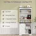thumbnail image 4 of Farmhouse Tall Coffee Bar with Tall Hutch, Buffet Cabinet with Storage, 70 Inch Coffee Bar Cabinet with Sliding Barn Door and Adjustable Shelves for Living Dining Room, White$$Home Decor, Kitchen,, 4 of 8
