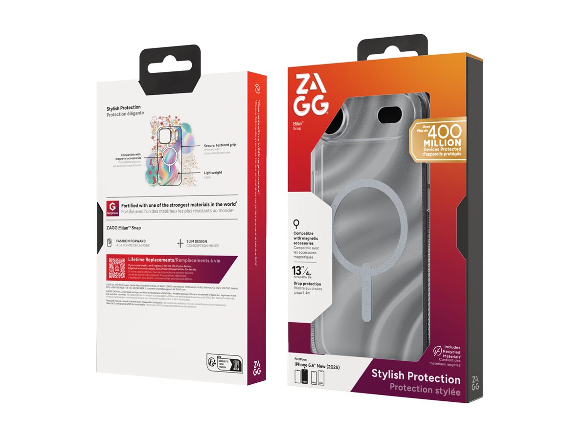 ZAGG Milan Snap - Back cover for cell phone - MagSafe compatibility - graphene - swirl glitter - for Apple iPhone Air