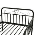 thumbnail image 6 of YYAo Bed Frame,Bedroom Bed Frame,Extendable Metal Daybed to Twin Size Bed with Guardrails and Armrests-Black, 6 of 11
