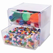 deflecto Two Drawer Cube Organizer, Clear Plastic, 6 x 7-1/8 x 6