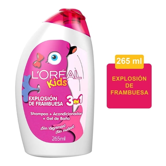 Shampoo L'Oréal Kids 3 en 1 explosión de frambuesa 265 ml