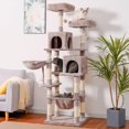 thumbnail image 4 of Cat Tree, 70 inches Tall Cat Tower condo with Toy for Indoor Large Cats, Cat House Furniture with Padded Plush Perch, Cozy Hammock and Sisal Scratching Posts,Muchroom, 4 of 14