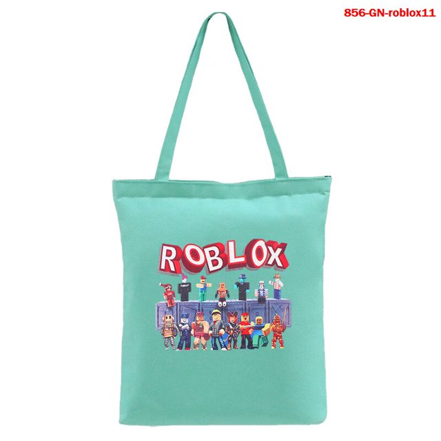 Roblox-Bolso de mano informal con estampado periférico para niños, bolsa de compras portátil con cremallera para regalos de cumpleaños