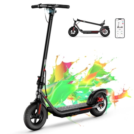 SISIGAD Electric Scooter, 500W Motor 30Miles Range, 10" Solid Tire E Scooter with Round Tube Design, 19mph Folding Electric Scooter and APP Control