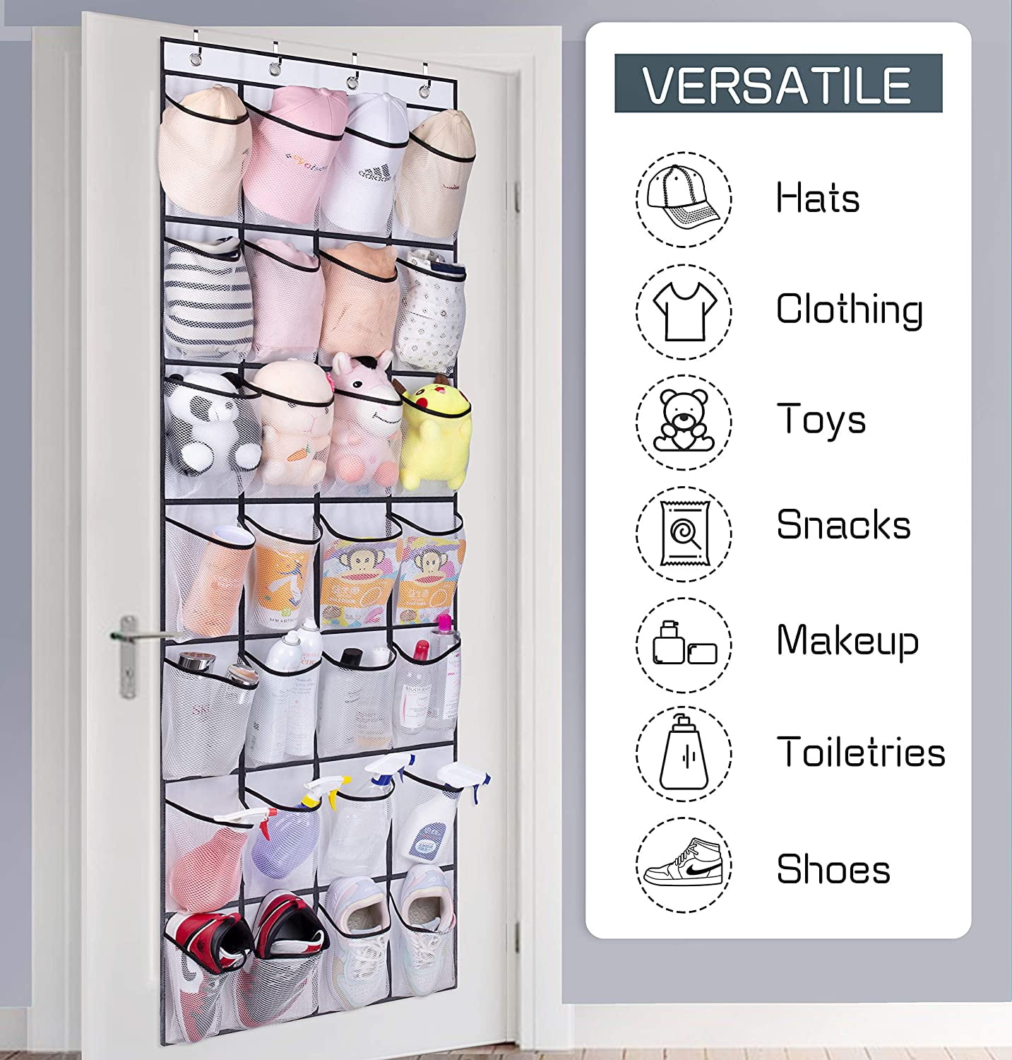 ESINGMILL Over the Door Shoe Organizer - Hanging Holder with 12 Large Clear  Pockets and 2 Metal Hooks, Shoe Rack for Narrow Closet Door - Yahoo Shopping