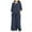 Dark Blue, variant on LYXSSBYX 2 Piece Sets for Women Summer Women'S Spring/Summer Satin Solid Color V-Neck Casual Suit with Irregular Hem