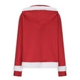 thumbnail image 5 of Visit the JURANMO Store Christmas Hoodies for Women Faux Fur Trim Long Sleeve Hooded Sweatshirts Waffle Knit Fashion Holiday Pullover Sweatshirt with Pocket Red S, 5 of 8