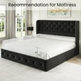 thumbnail image 5 of Breltam Queen Size Bed Frame with 4 Storage Drawers, Wingback Tufted Headboard, LED Lights, Black Velvet Upholstered Platform Bed, No Box Spring Needed, 5 of 9