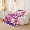 thumbnail image 2 of Halloween Fleece Blanket Gothic Skull Sherpa Blanket Throw 50"X60",Galaxy Starry Sky Throw Blanket Teens Room Decor Bohemian Decor Skeleton Bones Fuzzy Blanket,Pink Purple, 2 of 6