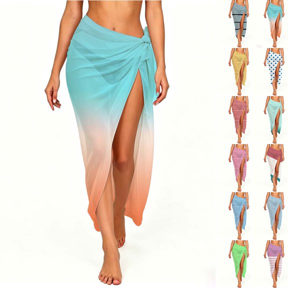 HVOBTTY Summer Women's Wrap Maxi Skirt Plaid Wrap Cover Up Soft Lightweight Material Multi Functional for Beach Swim Cover Up Outdoor Shawl