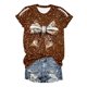 thumbnail image 5 of Blusas de Manga Corta para las Mujeres, Moda Impresa Cuello Redondo Camiseta Superior, Ligero Poliéster Casual, 5 of 5