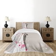 thumbnail image 4 of Ambesonne Wedding Quilted Bedspread Set 2 Pcs, Ceremony Bride Groom, Twin Size, Grey Black Pink, 4 of 5