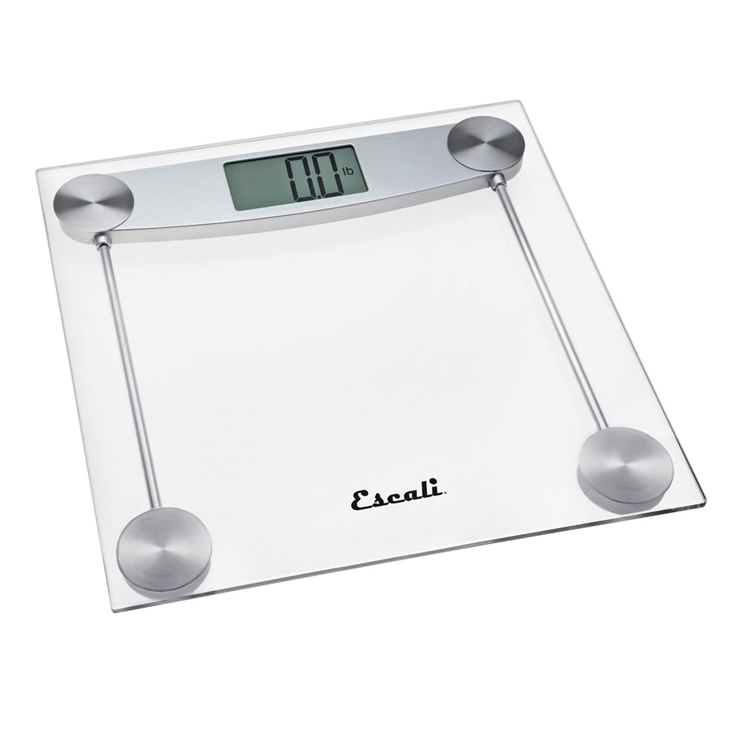 Escali Digital Glass Bath Scale for Body Weight, Bathroom Body Scale, High Capacity of 400 lb, Battery Included, Clear Glass