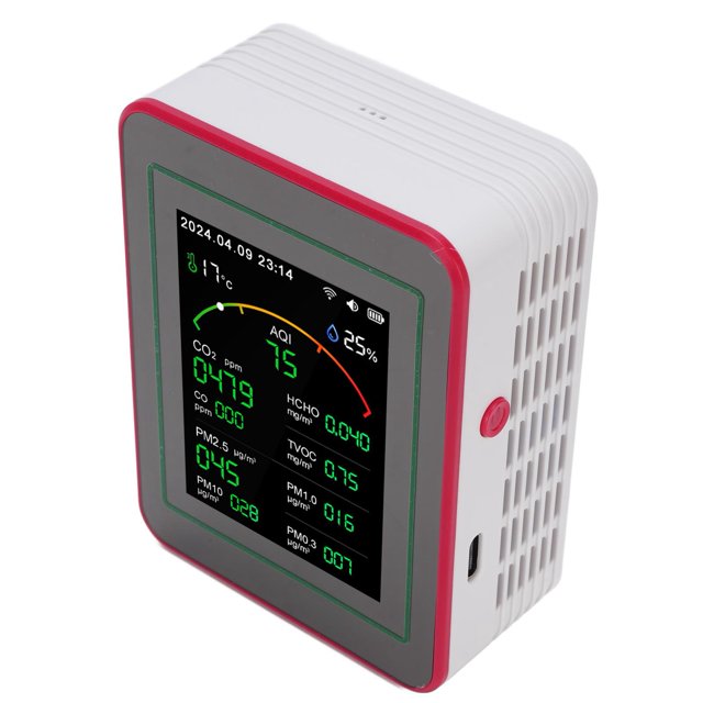 15 EN 1 MONITOR DE DEL AIRE, Detector de Medidores de del Aire Wifi Portátil Con CO2 TVOC HCHO PM2.5 Deteca de Humedad de Temperatura, Pantalla Digital LCD DE