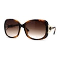 thumbnail image 1 of Womens Jewel Buckle Ribbon Hinge Butterfly Designer Sunglasses Tortoise Brown, 1 of 4
