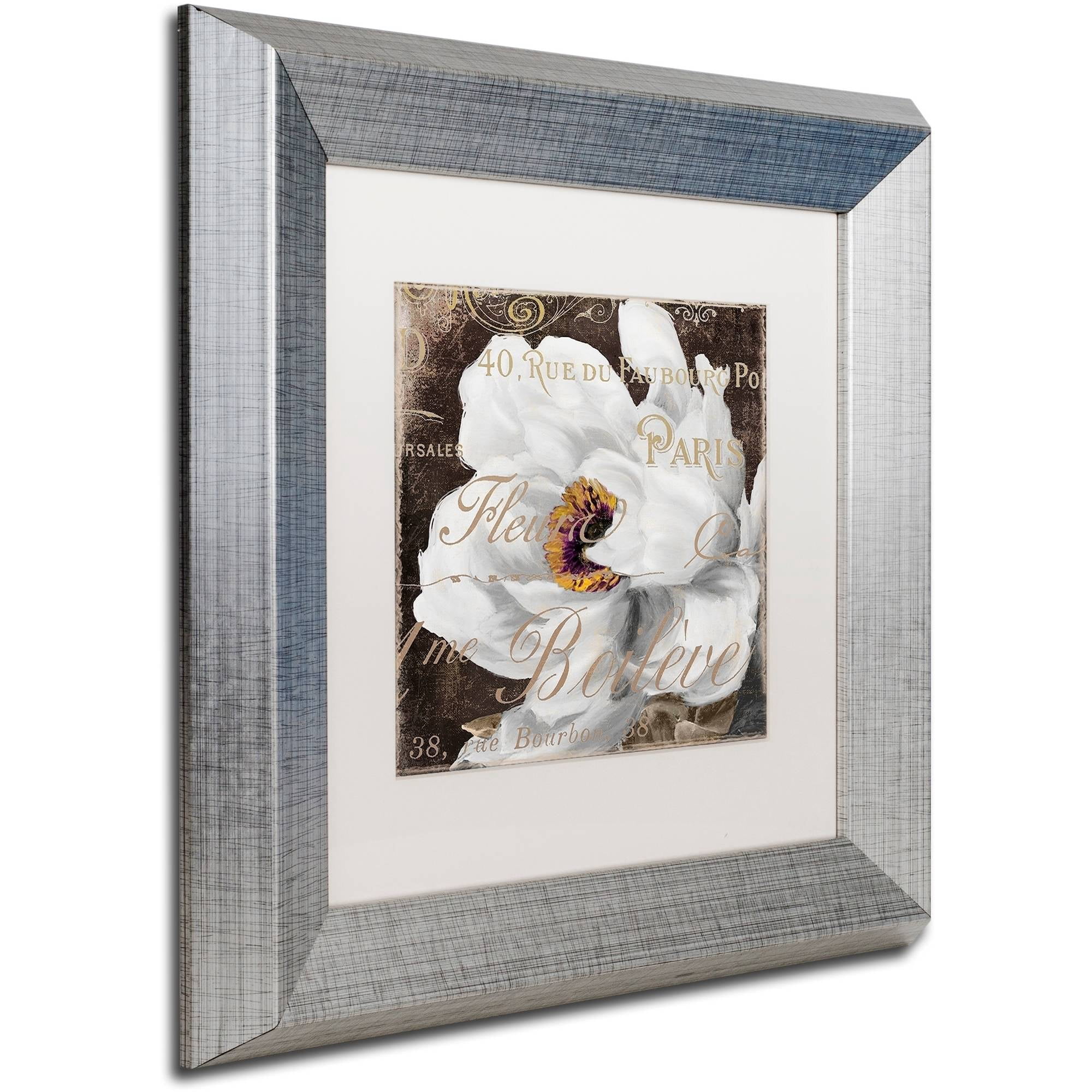 Trademark Fine Art "Fleurs Blanc III" Canvas Art by Color Bakery White Matte, Silver Frame