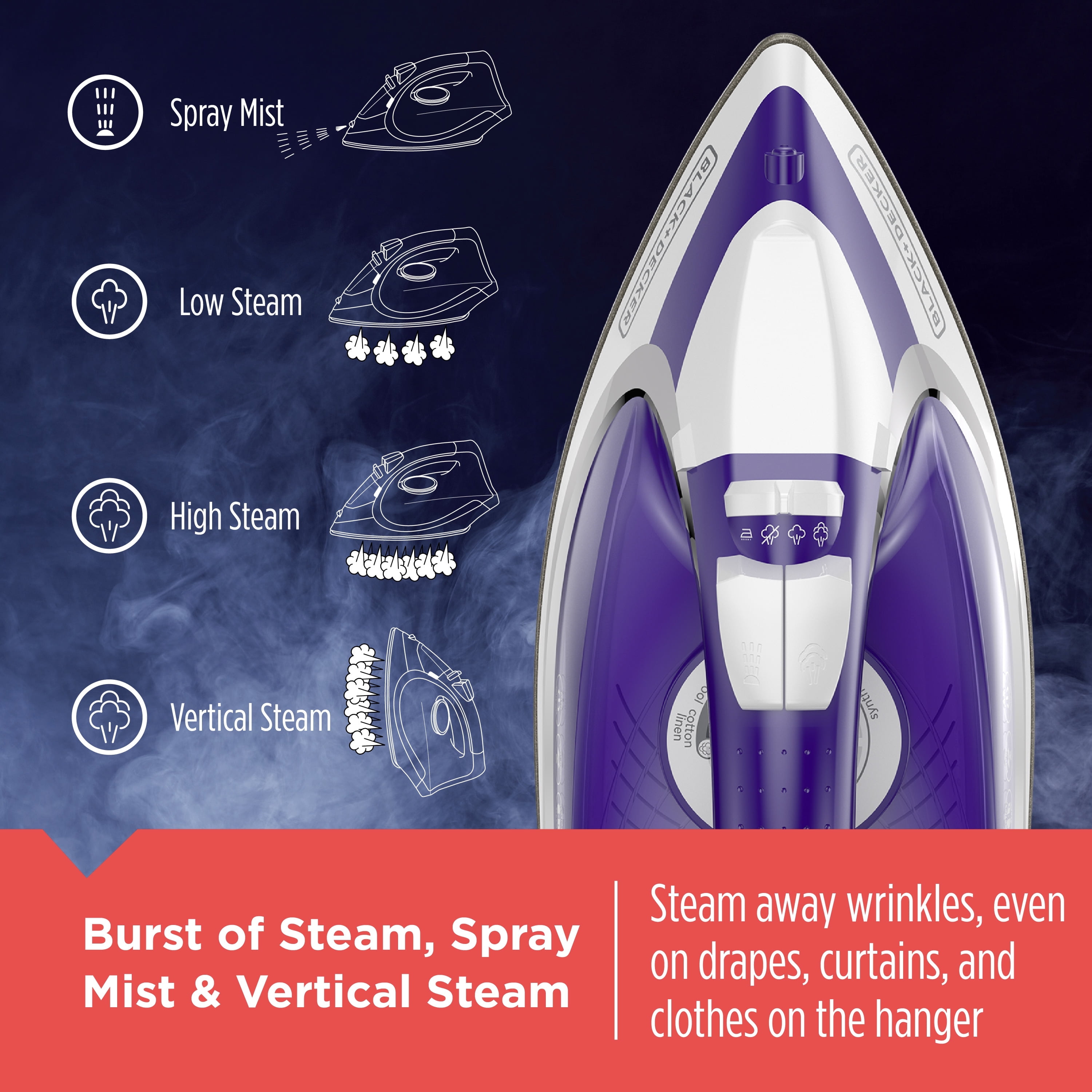 BLACK+DECKER Light ‘N Go Cordless Iron, Purple, ICL500
