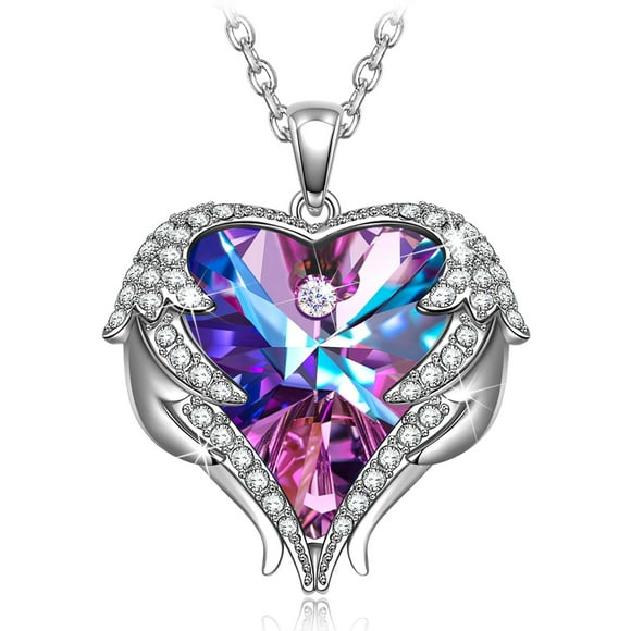 Angel Wings Heart Necklace - Mothers Day Gifts for Her jewelry Gold Plated Necklace for Women - Swarovski Crystal Necklace