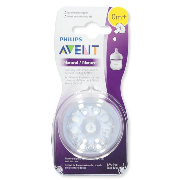 Avent 2-Pack Natural Newborn Flow Nipples - clear, one size