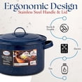 thumbnail image 3 of Alpine Cuisine Enamel Steel Dark Blue Speckle Stock Pot 5.75qt with Lid, Healthy Cookware Commercial Grade Stockpots, Multi Cooking Pot for Stew, Sauce & Reheat Food, Compatible for Family Meals, 3 of 7