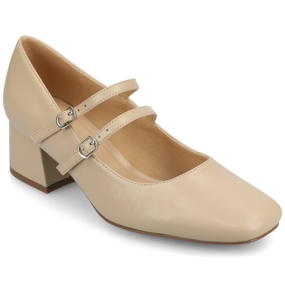 Journee Womens Nally Faux Leather Mary Jane Pumps