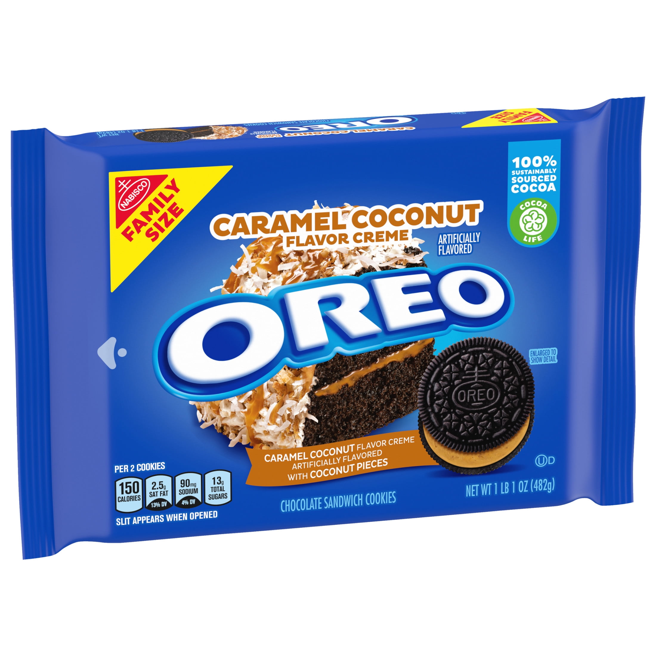 (3 pack) OREO Caramel Coconut Creme Chocolate Sandwich Cookies, Family Size, 17 oz