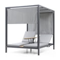 thumbnail image 3 of Whiteline Modern Living Alena Gazebo, Two Grey Polyester Sling Loungers, Wood Tray in Between, Adjustable Positions, Dark Grey Aluminum Frame, Matte Powder-Coated Finish, 3 of 7