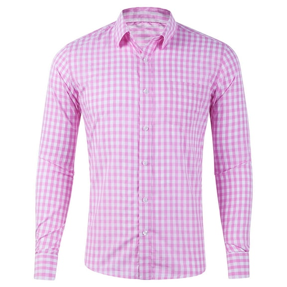 PuLe Rugby Shirt Double Pump Mens Button Down Long Sleeve Shirts Regular Fit Dress Shirts Business Casual Plaid Shirts ﻿