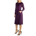 thumbnail image 3 of 24/7 Comfort Apparel Women's Midi Length Fit N Flare Pocket Dress, 3 of 4