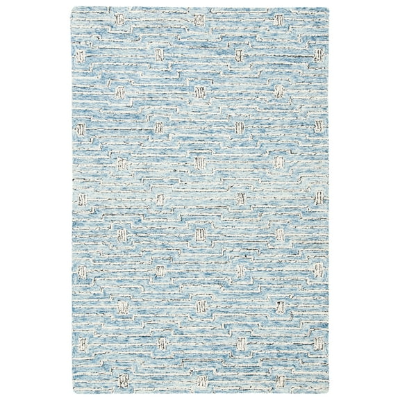 SAFAVIEH Micro-Loop Aspen Geometric Area Rug, Light Blue/Ivory, 4' x 6'
