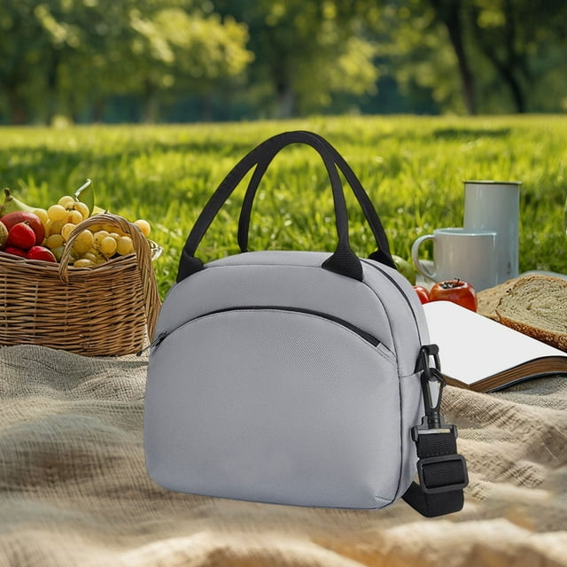 Bolsa térmica grande para el trabajo y la escuela | Bolsa impermeable y resistente al aceite | Mantiene la comida caliente 6 horas y fría 12 horas | 26 x 14 x 21 cm | Beige, gris, negro y rosa