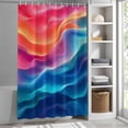 thumbnail image 3 of Ombre Purple Blue Wave Fabric Shower Curtain Abstract Stripes Washable Shower Curtains for Bathroom, Waterproof Bath Curtain with Hooks Home Decor 36x72in, 3 of 8