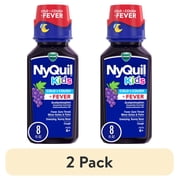 (2 pack) Vicks NyQuil Kids Cold & Cough Liquid, Fever Reducer + Cold Medicine for Children, Grape, 8 fl oz