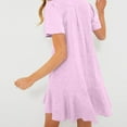 thumbnail image 4 of YFELWZ Womens Plus Size Ruffle Hem Short Sleeve Dress Casual Summer Flowy Midi Dress With Vintage Pink L, 4 of 9