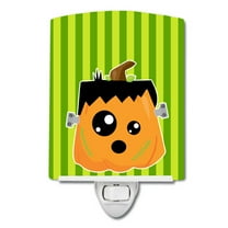 Caroline's Treasures BB6961CNL Halloween Pumpkin Frankenstein Ceramic Night Light, 6x4x3", multicolor