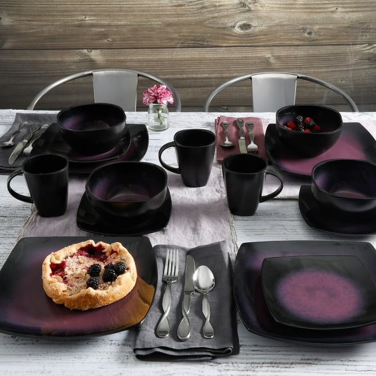 Gibson Home Soho Lounge Square Stoneware 16 Pieces Dinnerware Set