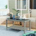 thumbnail image 2 of Outsunny Table Basse en Osier de 35 Pouces, Table d'Appoint avec Dessus en Verre, Rangement, Gris Foncé, 2 of 10