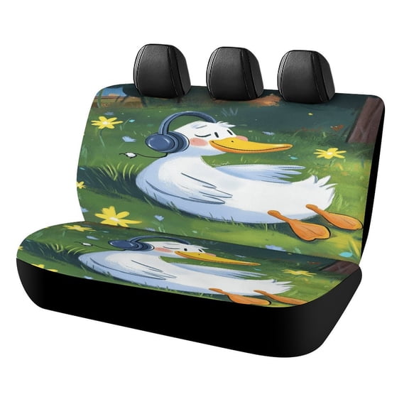 Duck Listening Music Car Accessories Bench Seat Covers for Cars Print Car Seat Protector Cover for Rear Universal Fit